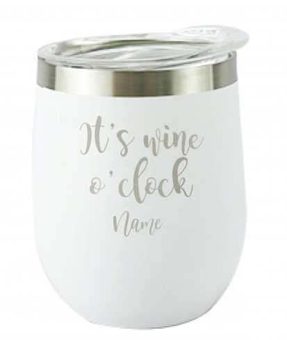 It's Wineó Clock White, Personalised Insulated, Stainless Steel Tumbler with Lid